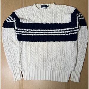 Polo Ralph Lauren 100% Cotton Cable Knit Size XL Heavy Striped Pullover